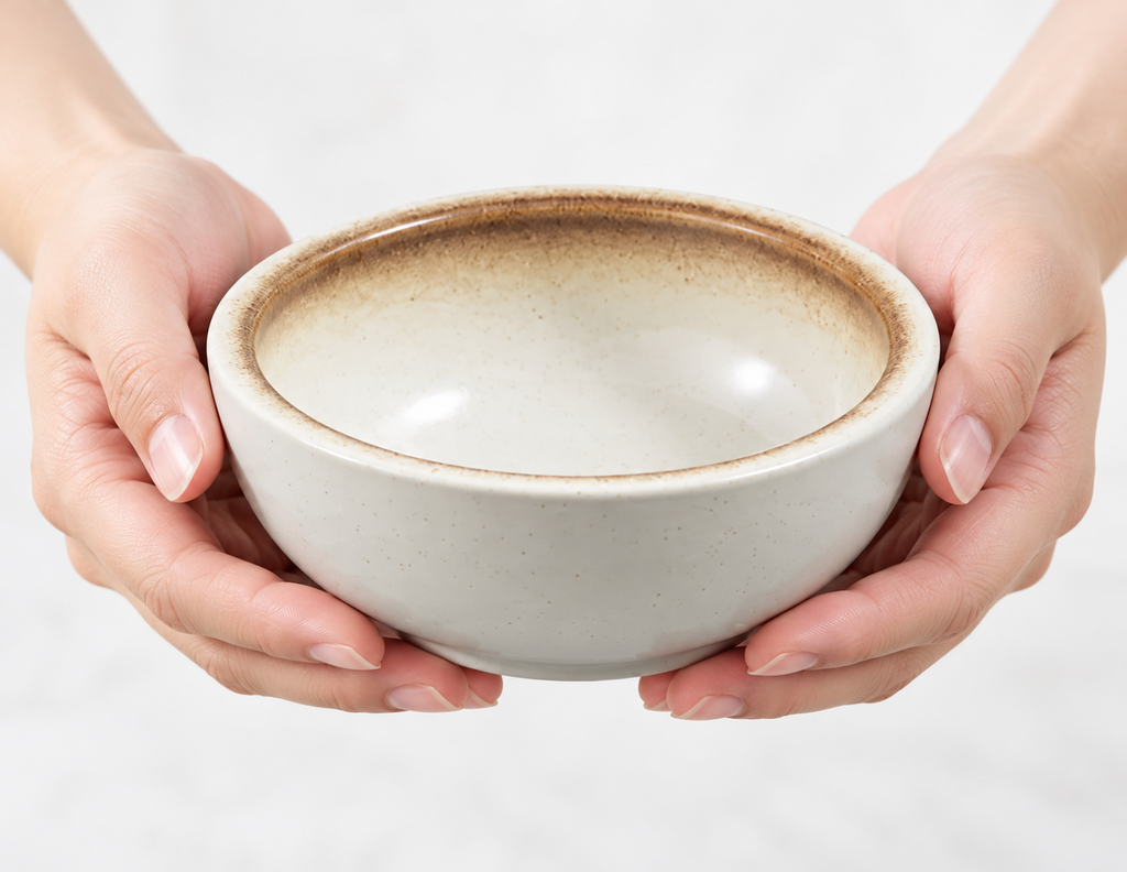 天然木スタンド付き 陶器フードボウル
