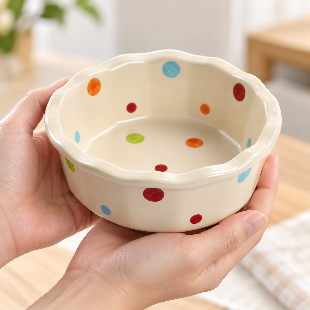 猫耳スタンド付き 陶器フードボウル