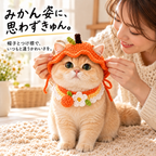 みかんのニット 帽子＆つけ襟セット