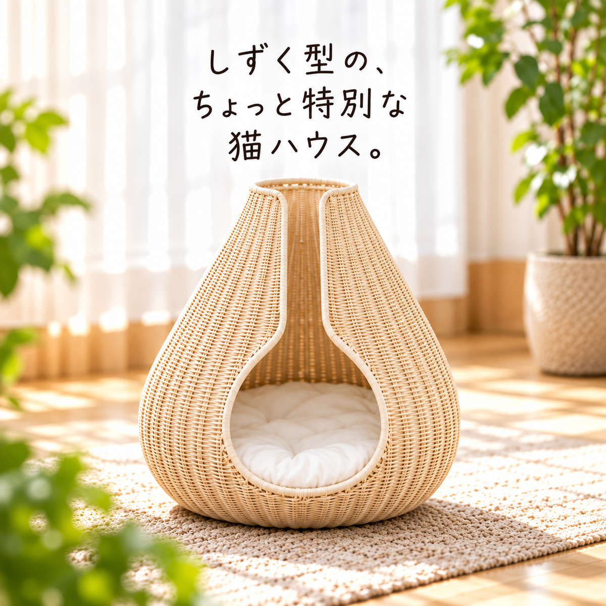 しずく型 編みこみ猫ハウス