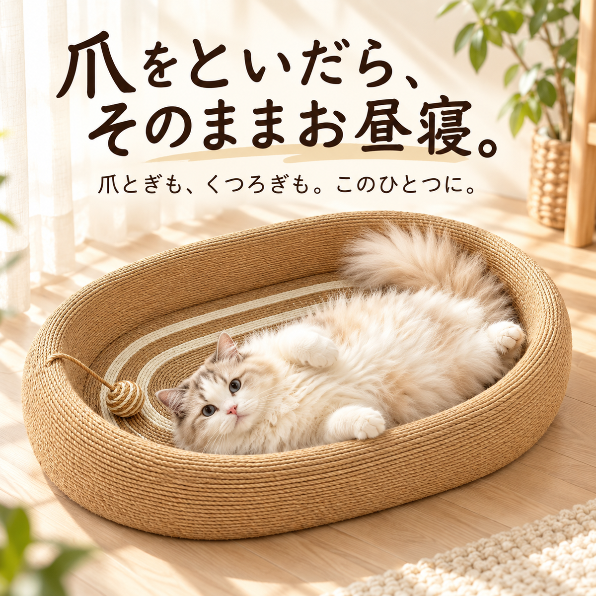 楕円型 サイザル爪とぎベッド