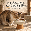 天然木スタンド付き 陶器フードボウル
