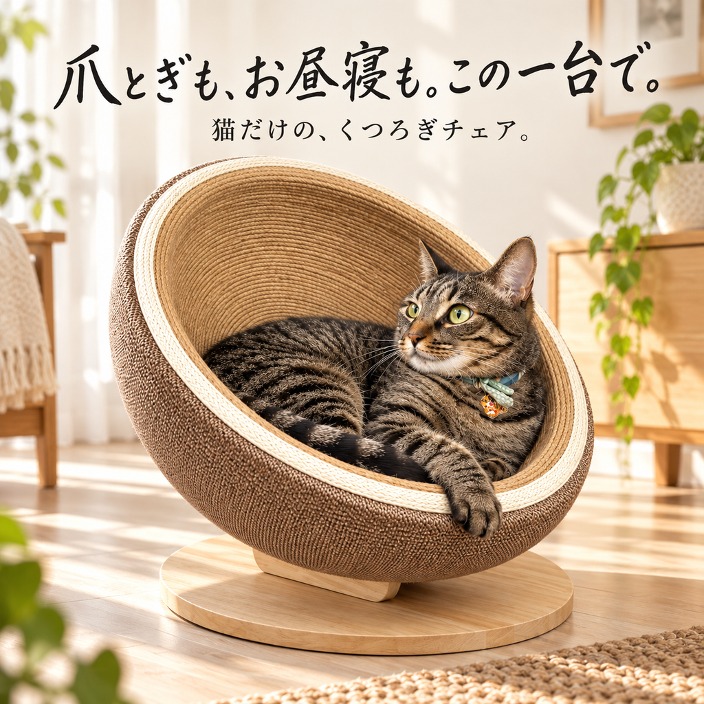 たまご型 サイザル爪とぎベッド