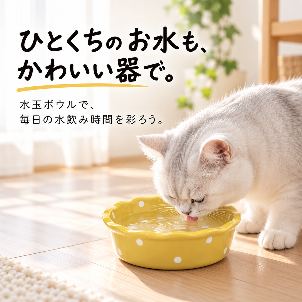 猫耳スタンド付き 陶器フードボウル