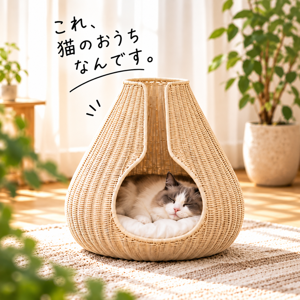 しずく型 編みこみ猫ハウス