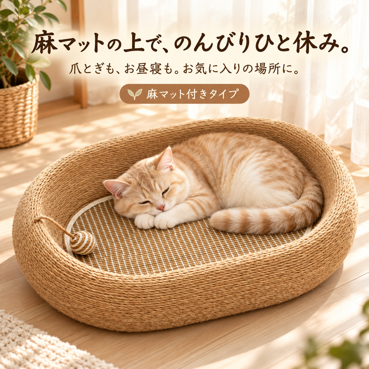 楕円型 サイザル爪とぎベッド