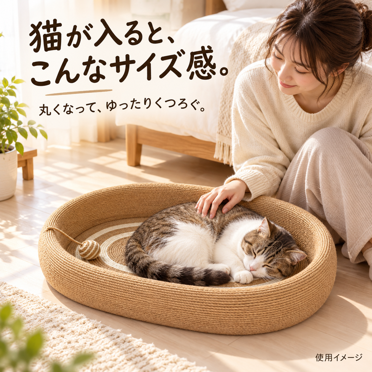 楕円型 サイザル爪とぎベッド