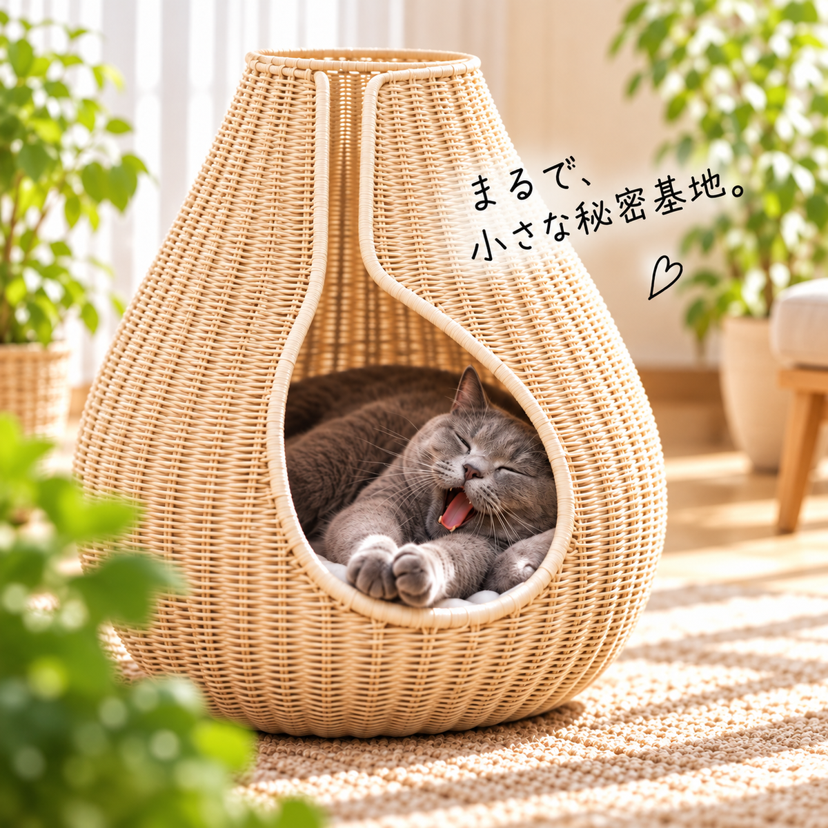 しずく型 編みこみ猫ハウス