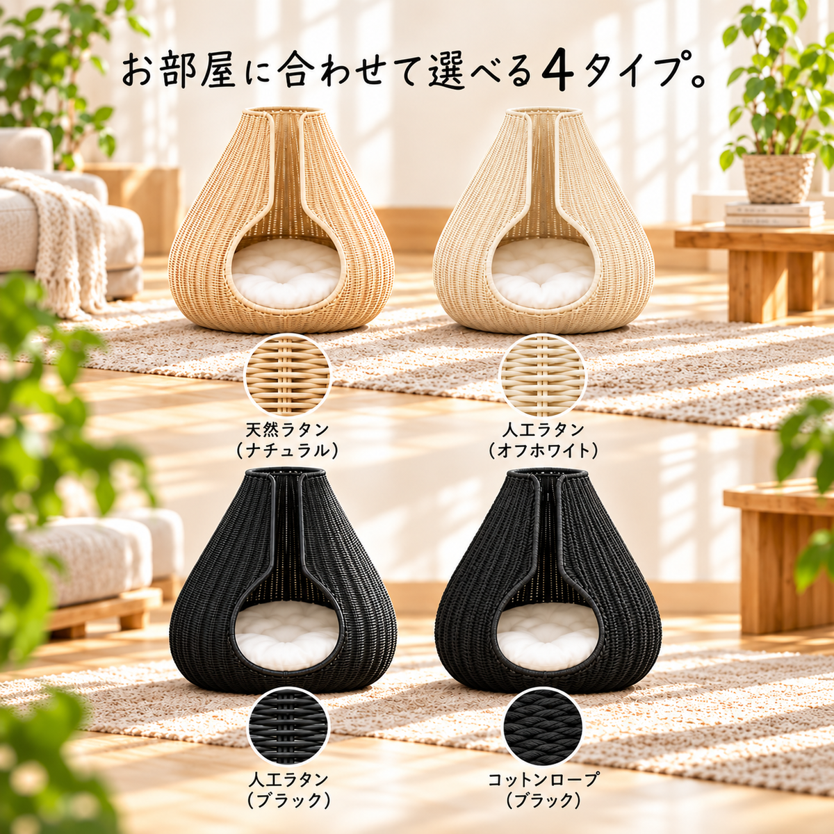 しずく型 編みこみ猫ハウス