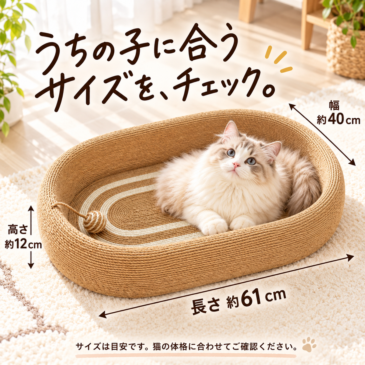楕円型 サイザル爪とぎベッド