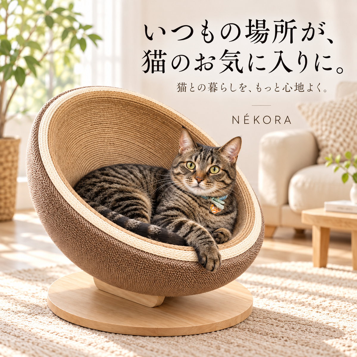 たまご型 サイザル爪とぎベッド