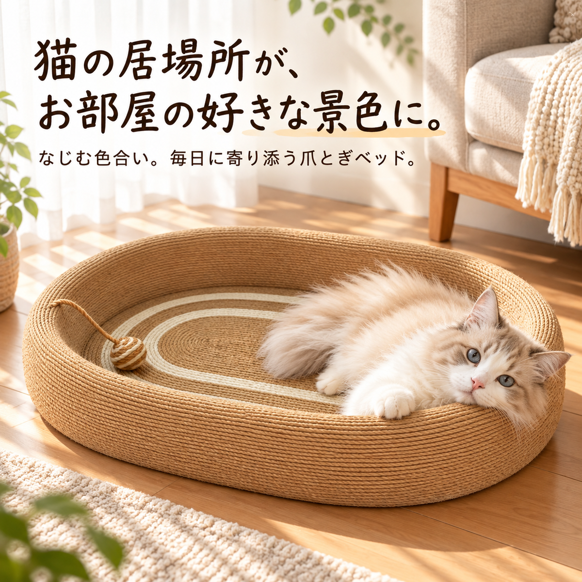 楕円型 サイザル爪とぎベッド