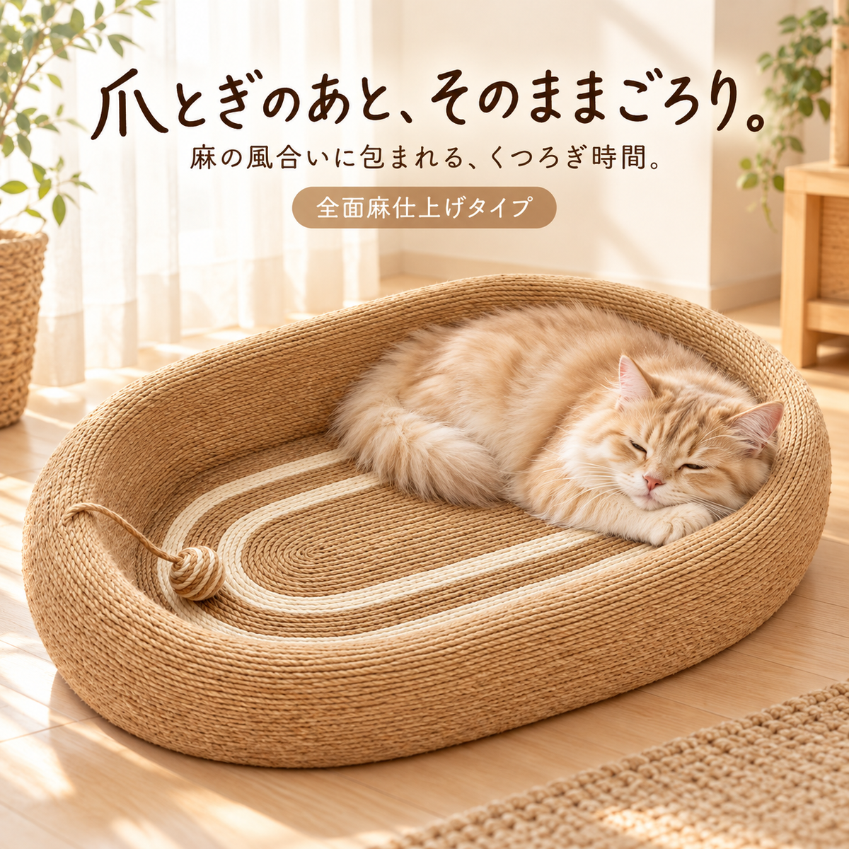 楕円型 サイザル爪とぎベッド