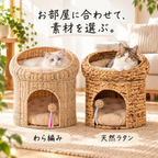 2段式 ラタン編み猫ハウス
